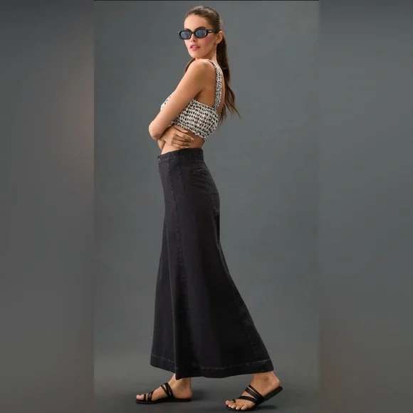 Maeve Black Extra Wide Cropped Pants Stretch Size 31 - Picture 1 of 5